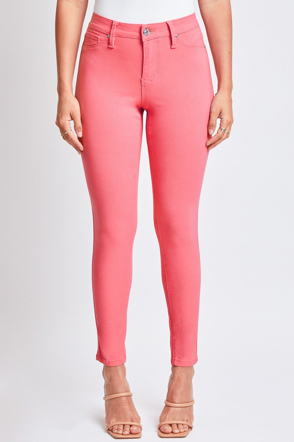 YMI Jeanswear Alayna Hyperstretch Mid-Rise Skinny Jeans in Shell Pink