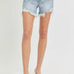 RISEN Olivia High Rise Side Step Hem Denim Shorts in Light