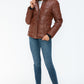 YMI Cozy Perfection Pocketed Zip Up Turtleneck Puffer Jacket in Brandy