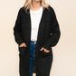 Haptics Crisp Nights Stripe Textured Open Front Cardigan with Pockets in Black