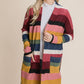 BOMBOM Cozy and Colorful Color Block Striped Open Front Cardigan