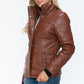 YMI Cozy Perfection Pocketed Zip Up Turtleneck Puffer Jacket in Brandy