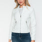 Snobbish Biker Babe PU Leather Zip Up Jacket with Pockets in White