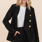 Mittoshop Dressed To Impress Plaid Texture Double-Breasted Long Sleeve Blazer