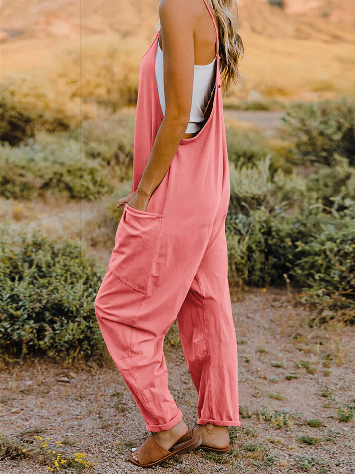 Double Take The Hot Shots Sleeveless V-Neck Pocketed Jumpsuit