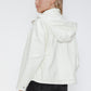 How Dare U My Favorite Layer Drawstring Hem PU Leather Zip Up Jacket in White