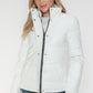 YMI Cozy Perfection Pocketed Zip Up Turtleneck Puffer Jacket in White