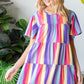 Heimish Rainbow Charm Short Sleeve Striped Tiered Top