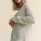 Davi & Dani Living on the Fringe V-Neck Button Up Long Sleeve Cardigan in Silver Grey