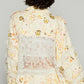 POL Dreams Come True Raw Hem Lace Patch Flounce Sleeve Jacket in Pastel Yellow