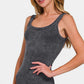 Zenana Chance Of Sun Ribbed Scoop Neck Tank in Black