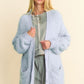 Davi & Dani Ribbed and Ready Ribbed Hem Button Up Long Sleeve Cardigan