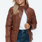 YMI Cozy Perfection Pocketed Zip Up Turtleneck Puffer Jacket in Brandy