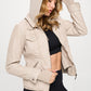 Coalition LA Boss Babe Double Zip Hooded Long Sleeve Jacket in Cream