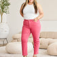 RFM Dylan Tummy Control High Waist Raw Hem Crop Jeans in Sunkissed