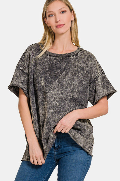 Zenana Moments Like This Rolled Short Sleeve T-Shirt