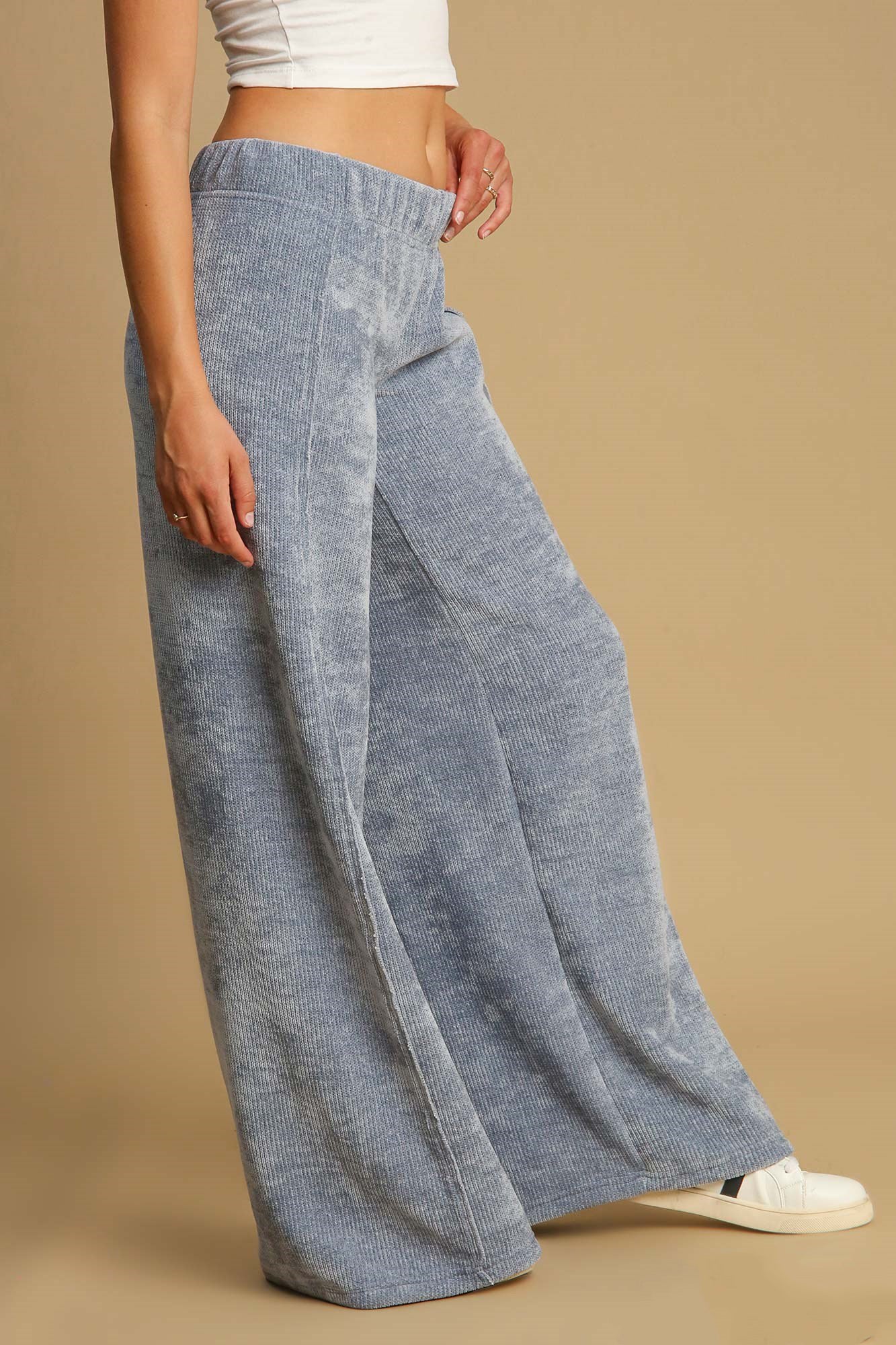 Umgee Breezy and Beautiful Elastic Waist Wide Leg Pants in Light Blue