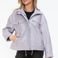 How Dare U My Favorite Layer Drawstring Hem PU Leather Zip Up Jacket in Lilac
