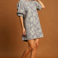 Umgee Mi Amor Floral Jacquard Puff Sleeve Mini Dress in Gray