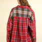 VERY J Falling For Plaid Contrast Plaid Raw Detail Shirt in Red