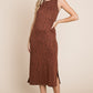 BOMBOM For The Night Slit Sleeveless Midi Dress in Rust