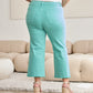 RFM Chloe Tummy Control High Waist Raw Hem Crop Jeans in Island Green