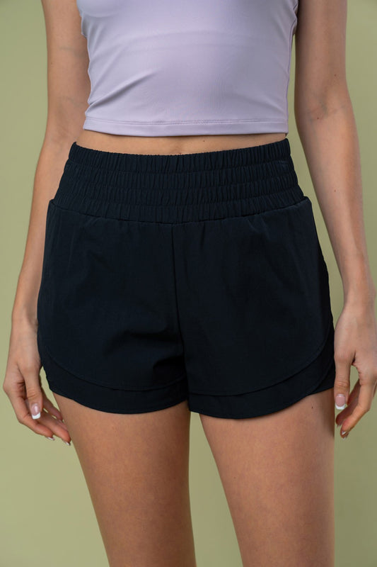 White Birch Every Little Thing High Waisted Knit Shorts in Black