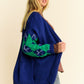 Davi & Dani Cute & Argyle V-Neck Dropped Shoulder Cardigan in Navy
