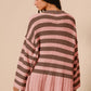 BiBi Stripe Cozy Magic Slit V-Neck Button Up Cardigan