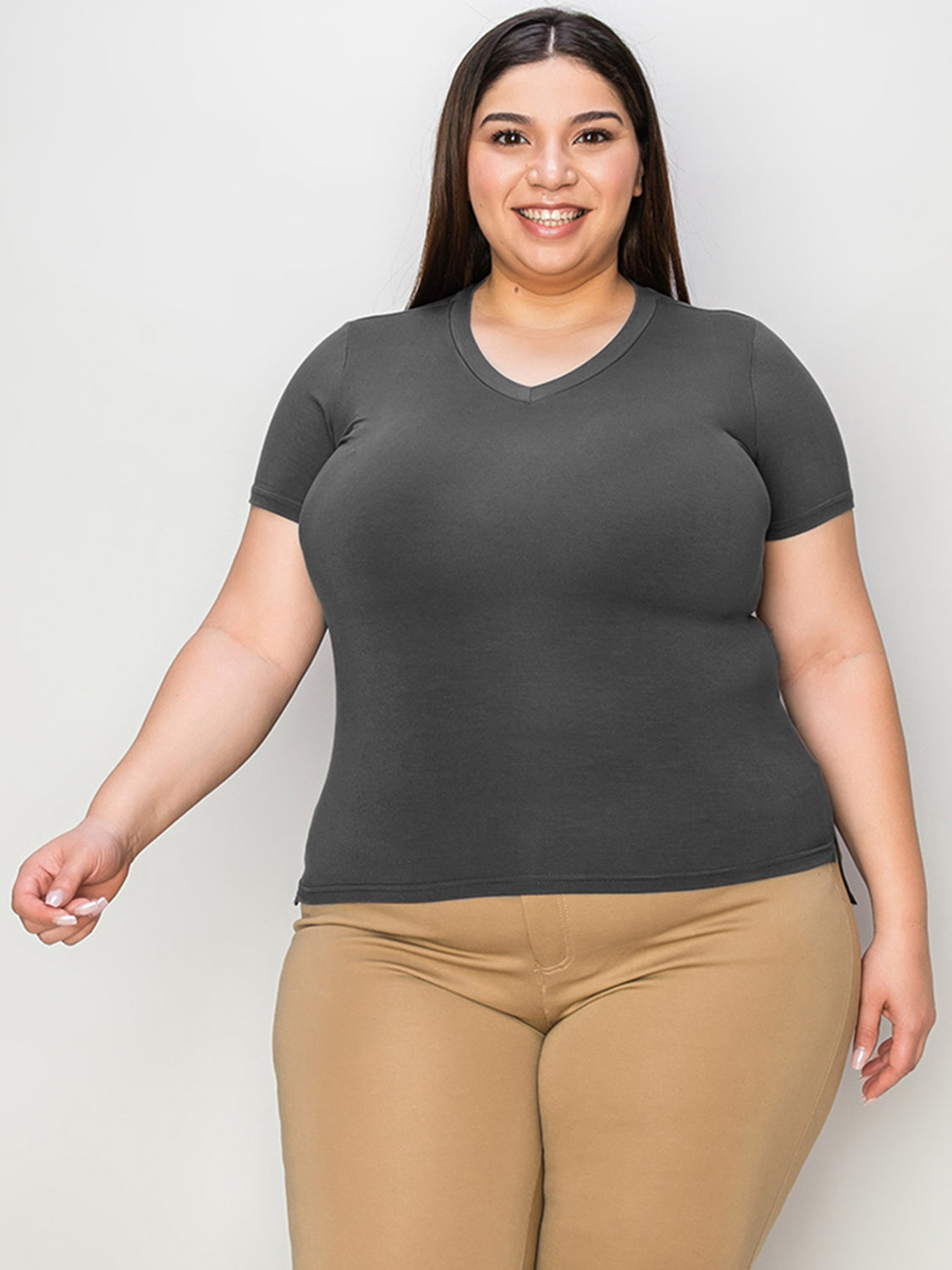 Basic Bae My Kind of Balance V-Neck High-Low T-Shirt