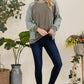 Celeste Painted Moments High-Low Contrast Round Neck Sweatshirt in Sage