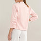 HYFVE Make It Happen Open Front Ruched Sleeve Blazer in Blush