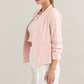 HYFVE Make It Happen Open Front Ruched Sleeve Blazer in Blush