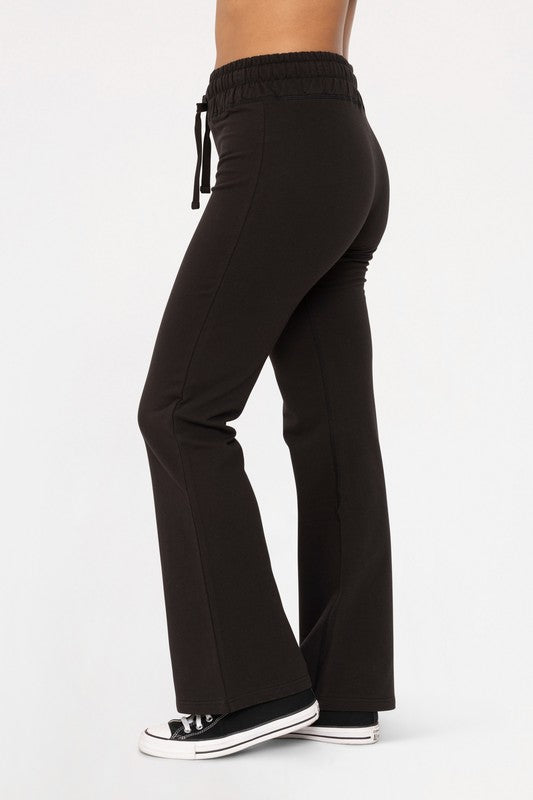 Mono B Own It Drawstring Flared Pants in Black