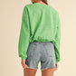 Mable Vintage in Malibu Letter Embroidery Crop Sweatshirt in Apple Green