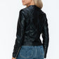 Snobbish Biker Babe PU Leather Zip Up Jacket with Pockets in Black