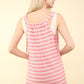 VERY J Pretty In Pink Tie Shoulder Front Pocket Striped Contrast Romper