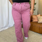 RFM Raelene High Rise Garment Dye Wide Leg Jeans in French Rose