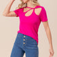 BiBi Shine Bright Cutout Asymmetrical Neck Short Sleeve T-Shirt