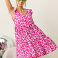 BiBi Pink Leopard Cap Sleeve Tiered Mini Dress