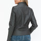 Snobbish Ready To Own The Night Faux Leather Zip Up Mock Neck Jacket in Charcoal