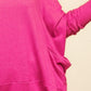Haptics Fun and Free Dolman Long Sleeve Oversized Knit Top with Pockets in Fuchsia