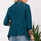 Celeste Conquer Yourself Rolled Leopard Cuff Open Front Blazer in Hunter Green