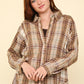 VERY J Falling For Plaid Contrast Plaid Raw Detail Shirt in Taupe