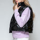Snobbish A Quilted Touch Zip Up Turtleneck Shiny Quilted Vest in Black