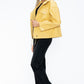 How Dare U My Favorite Layer Drawstring Hem PU Leather Zip Up Jacket in Pale Yellow