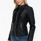 Snobbish Ready To Own The Night Faux Leather Zip Up Mock Neck Jacket in Black