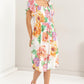 HYFVE Rosé All Day Floral Flutter Sleeve Smocked Dress