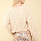 VERY J Feeling Fuzzy and Fabulous Shaggy Yarn Knit Zip Up Jacket in Cream