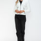 Snobbish Embrace The Day Faux Leather Zip Up Drawstring Hooded Jacket in White